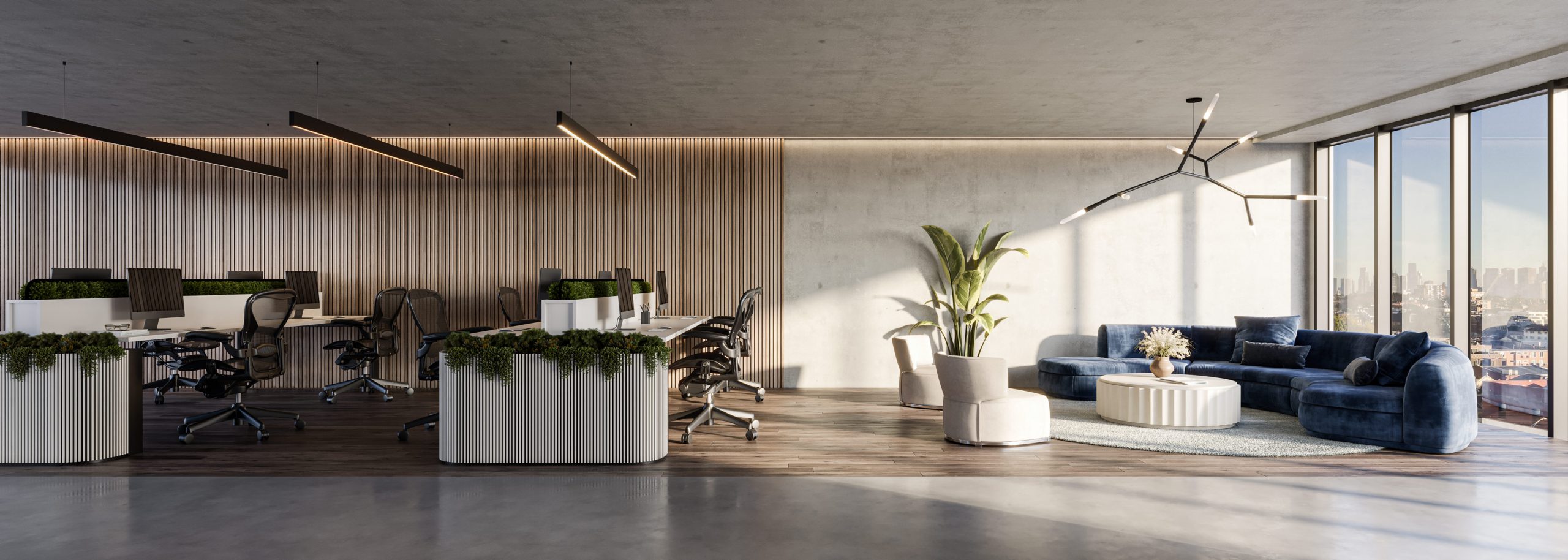 Boutique South Yarra office workspace with premium detailed wooden panelling